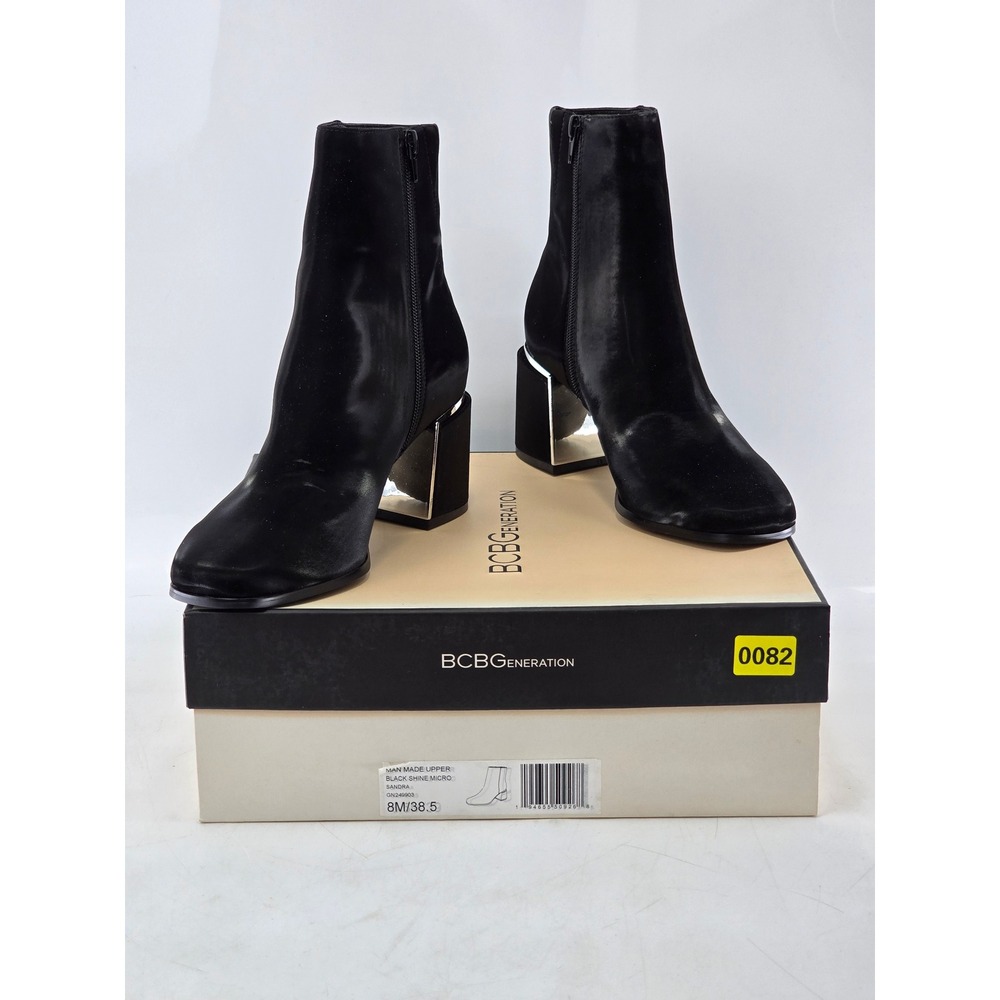 BCBGeneration Sandra Ankle Boots Women 8.5 Black Velvet Block Heel -NEW